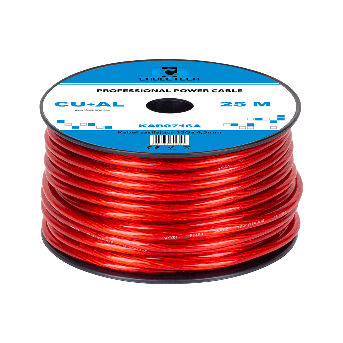 Cabletech 12 Ga, OD 4.5 mm, CU+AL Automotive Cable, 25 m