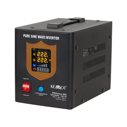 Kemot KEMOT PROsinus-500 Uninterruptible Power Supply (UPS) with a pure sine wave inverter and 12V/230V charging function, 500VA/300W - black