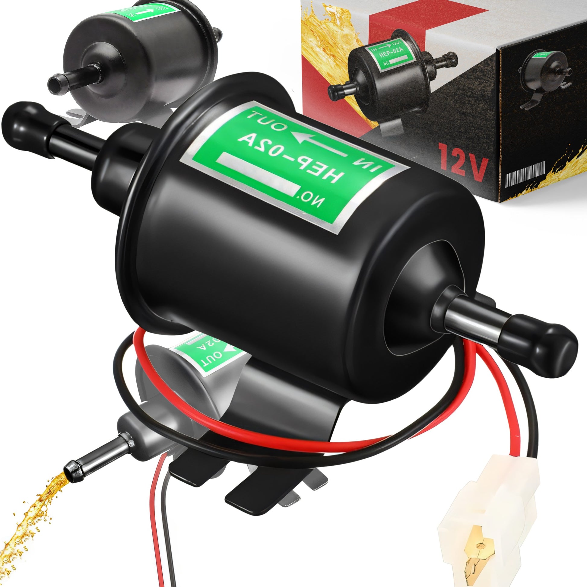 RTO Electric In-Line Pump for Draining Fuel, Crude Oil, and Lubricating Oil, 12V, MR127