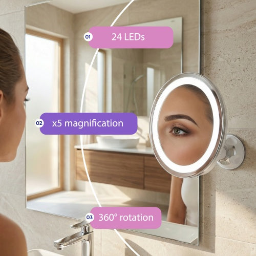 ADLER AD 2168 LED bathroom mirror, 5x magnification, 24 LEDs, adjustable brightness – image 17