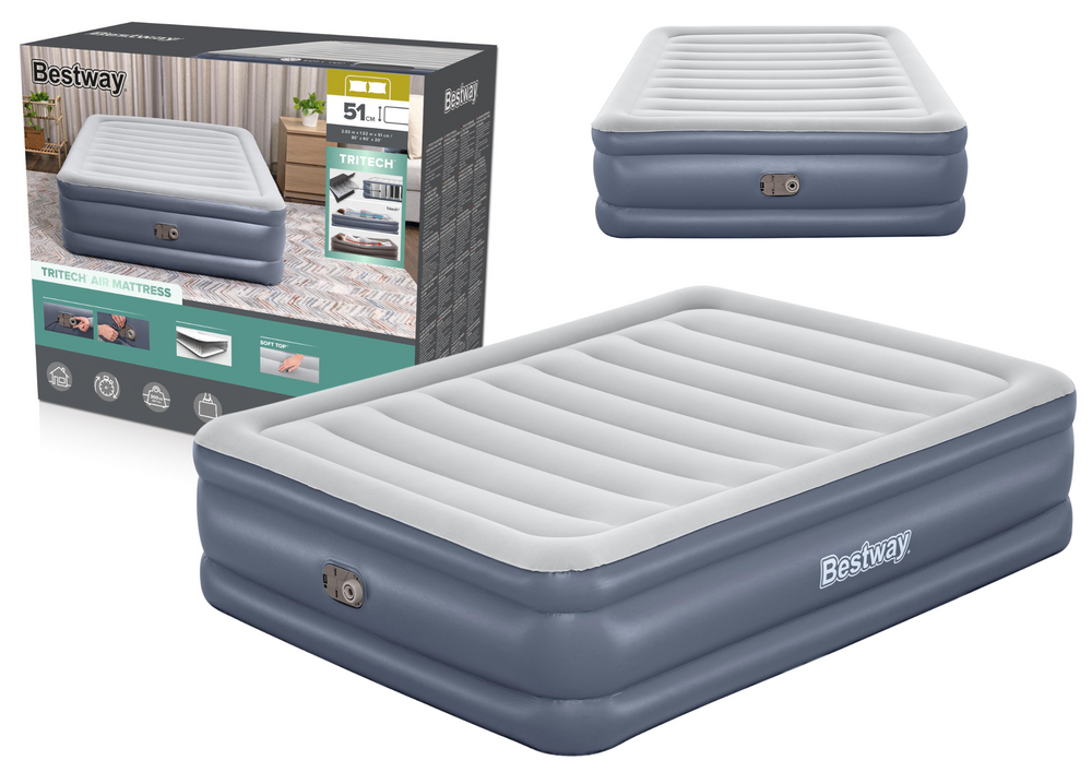 BESTWAY Bestway 6713I Double Inflatable Travel Mattress, 203 x 152 x 51 cm