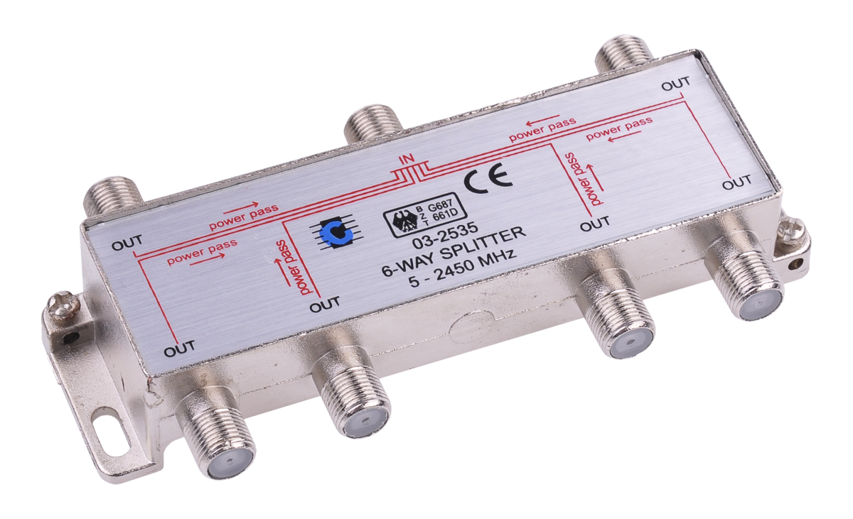 Cabletech Filters, amplifiers, separators, crossovers, splitters, balancers – 6-Way Splitter, 5–2450 MHz