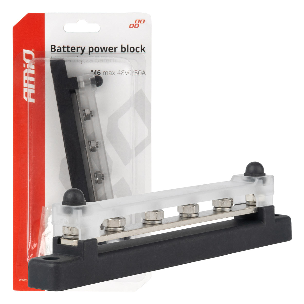 AMiO M6 12V–48V 250A Positive Ground Bus Bar Distribution Block - AMIO-03808