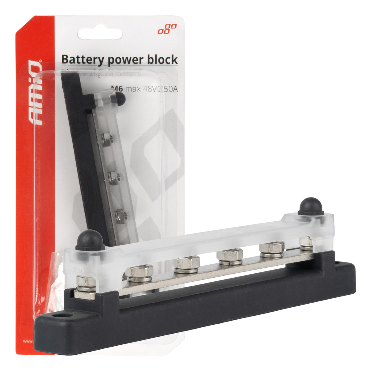 AMiO M6 12V–48V 250A Positive Ground Bus Bar Distribution Block - AMIO-03808