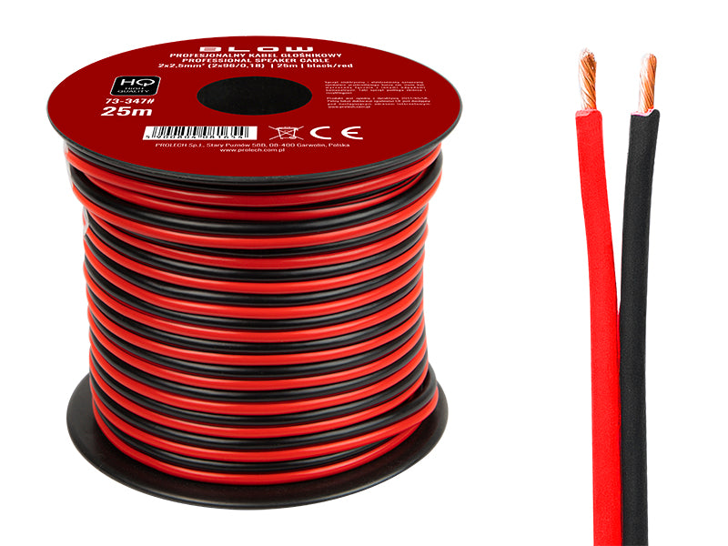 Blow Speaker Cables – 73-347# 2x2.50 mm black-and-red speaker cable, 25 m