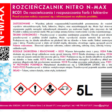 Diluent solvent NITRO RC-01 N-MAX 5L