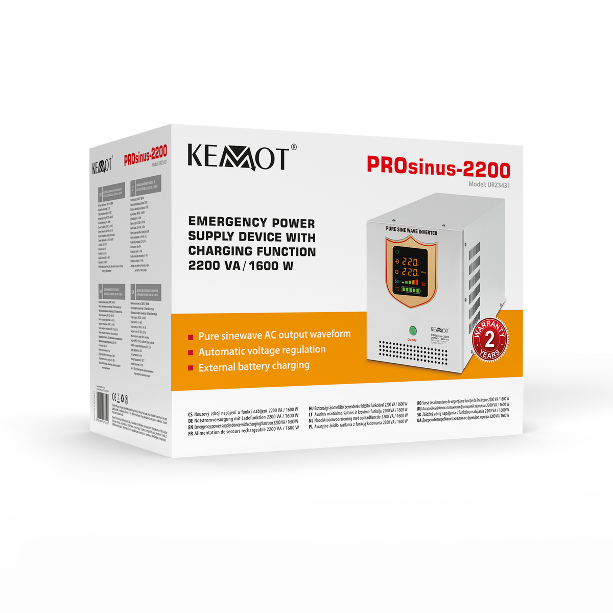 Kemot KEMOT PROsinus-2200 Uninterruptible Power Supply (UPS) — a power converter with a pure sine wave output and a charging function — 12V, 230V, 2200VA/1600W – image 5