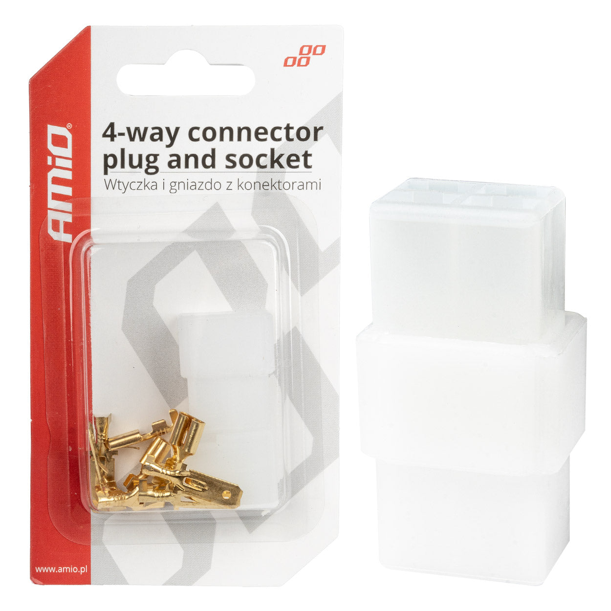 AMiO 4-pin electrical connector (plug, socket, and terminal block) + amio-03514 connectors