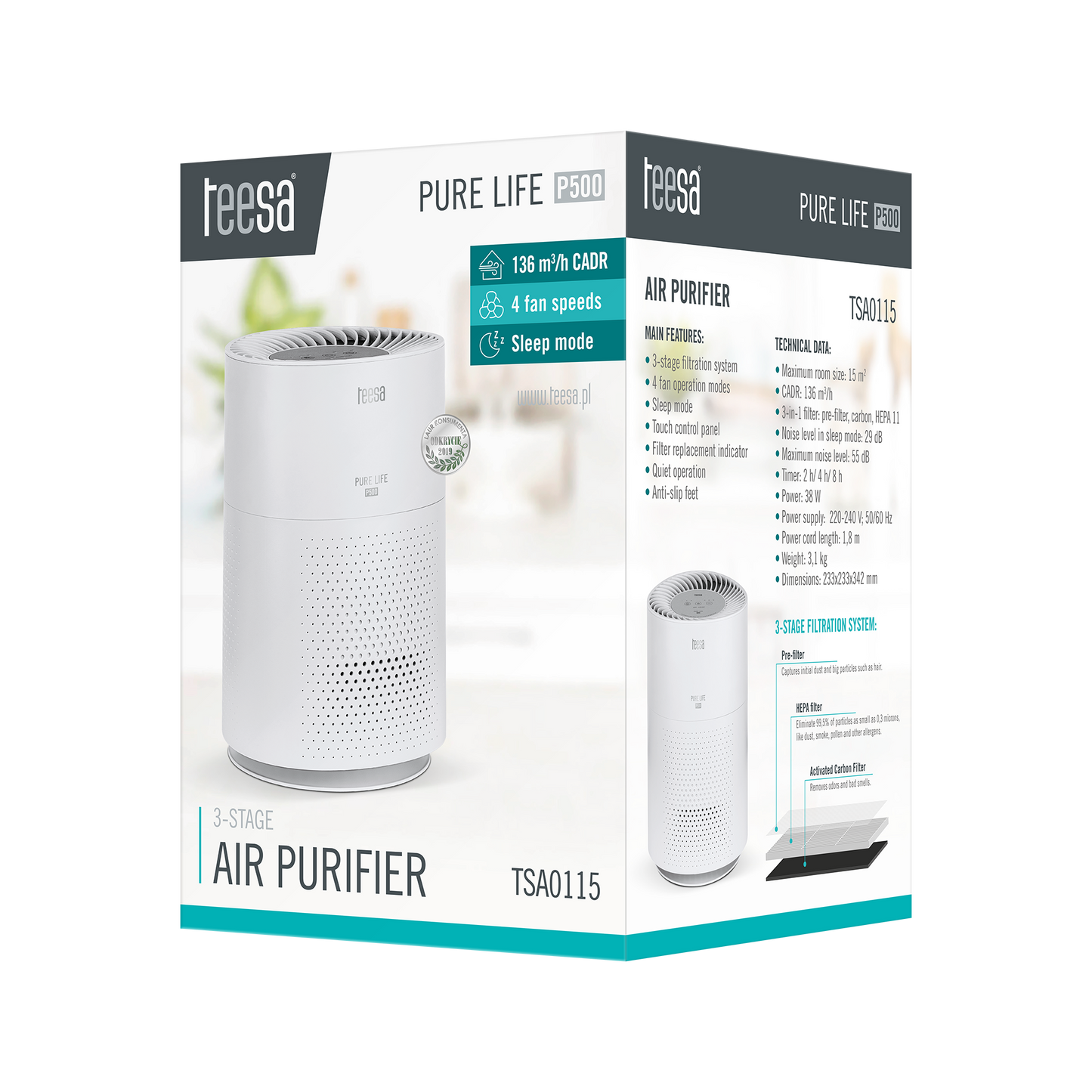 Teesa Air Purifiers – TEESA PURE LIFE P500 Air Purifier – image 8