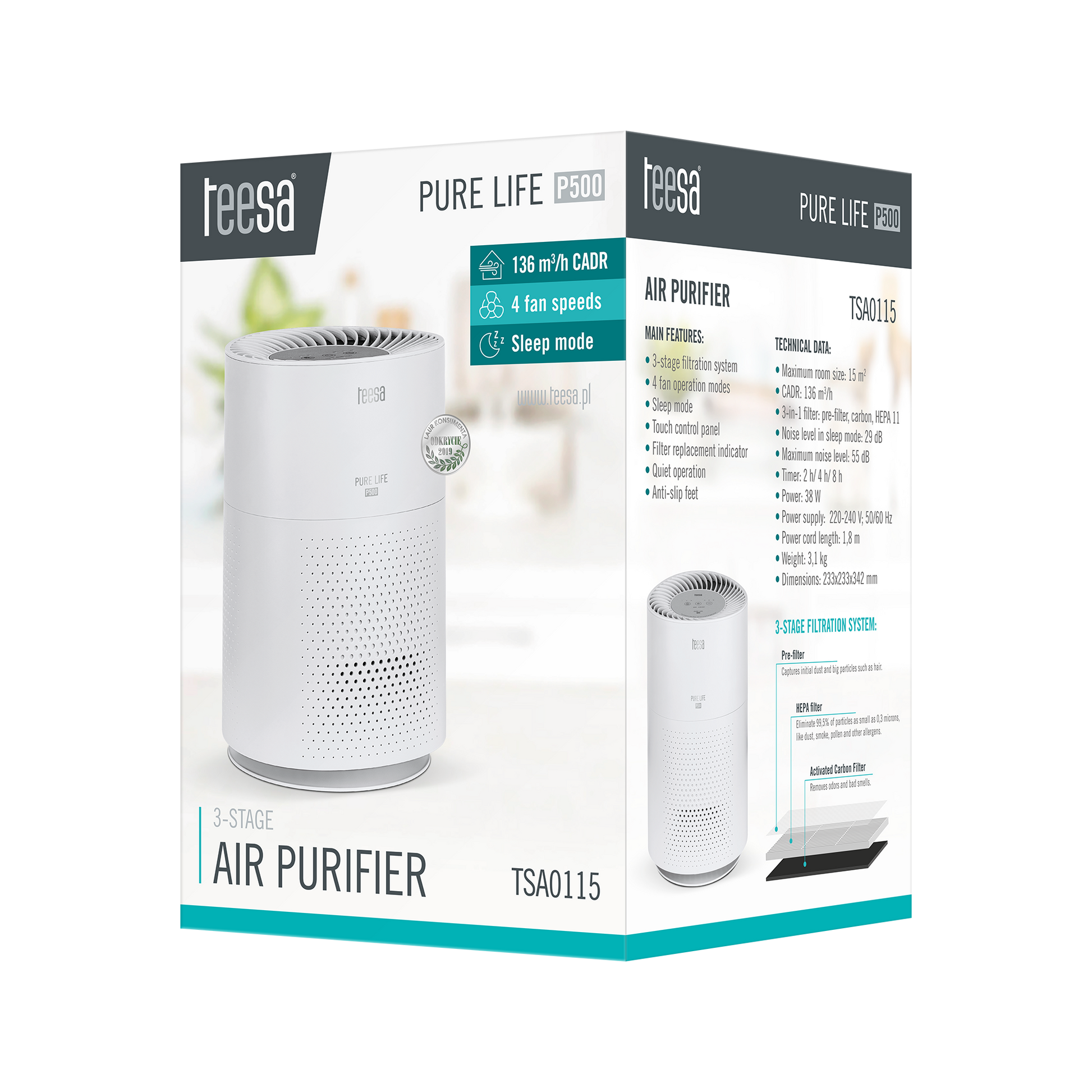 Teesa Air Purifiers – TEESA PURE LIFE P500 Air Purifier – image 8