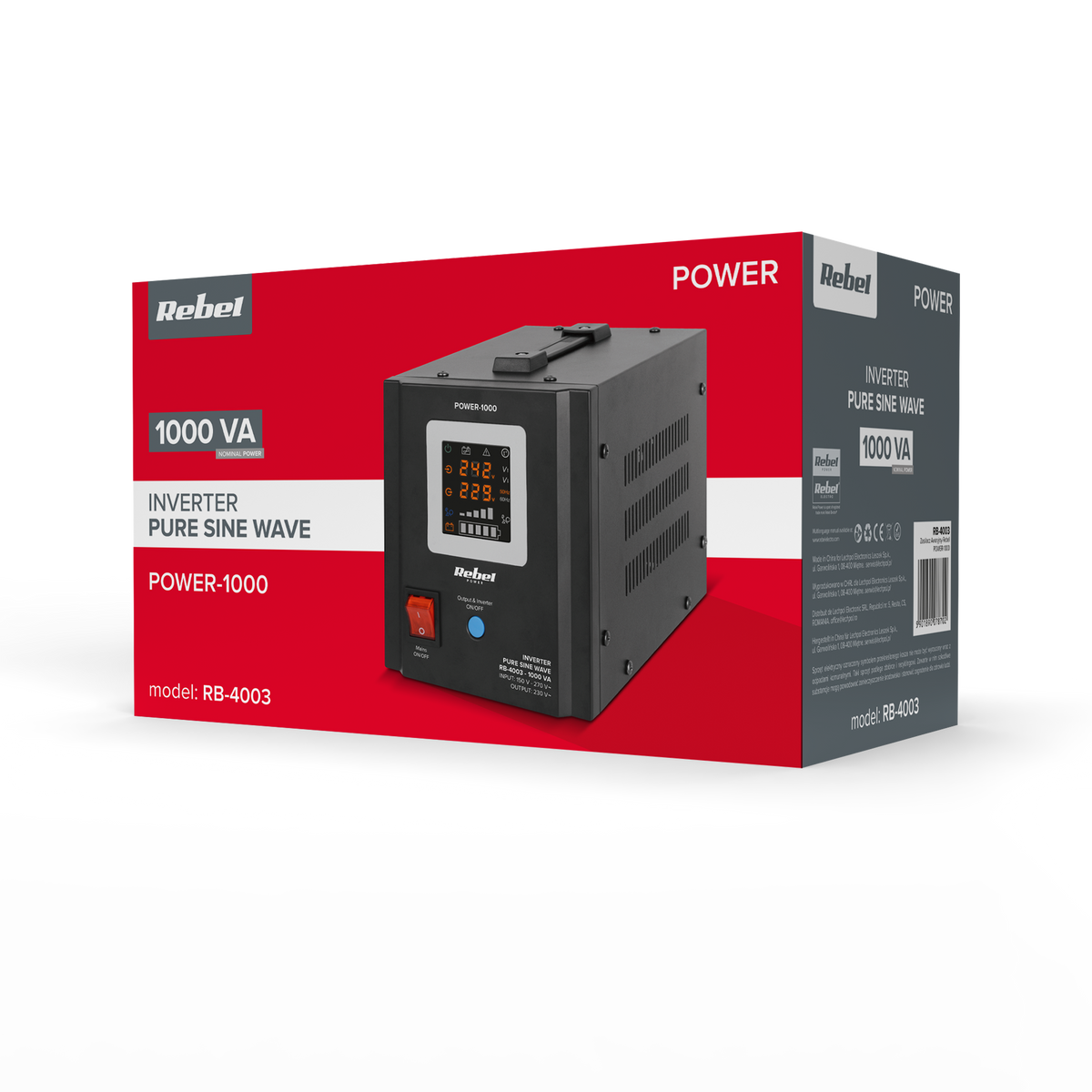 Rebel Rebel POWER-1000 Emergency Power Supply - a power converter with a pure sine wave output and a 12V charging function, 230V, 1000VA/700W – image 4