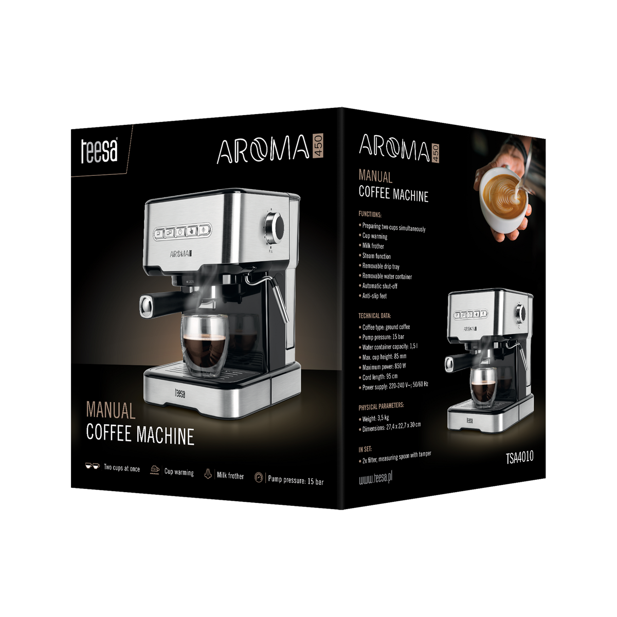 Teesa Coffee Makers – TEESA AROMA 450 Piston Coffee Maker – image 5