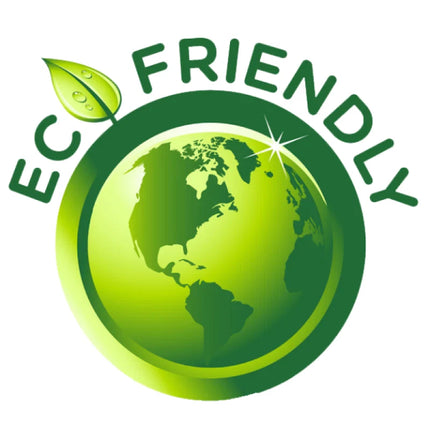 Logo with 'Eco Friendly' text and a green Earth symbol on a white background