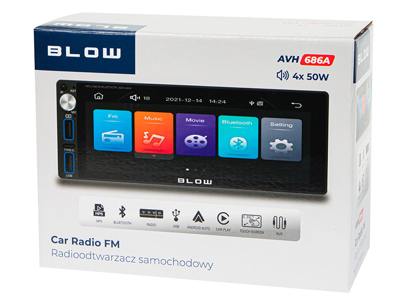 Blow 78-350# AVH-686A Car Radio with RDS, MP3, USB, microSD, and Bluetooth – image 7