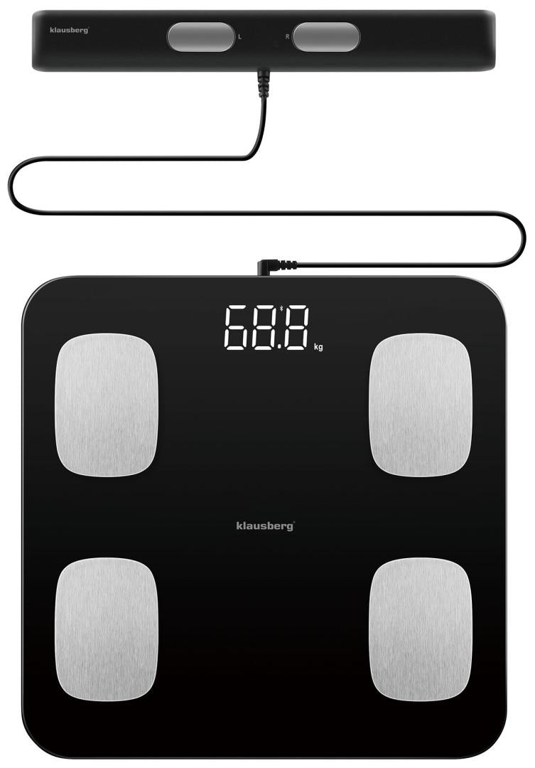 Klausberg Bathroom Scale with Handle, Electronic, Black, Precise Body Composition Analysis, Klausberg, KB-7852
