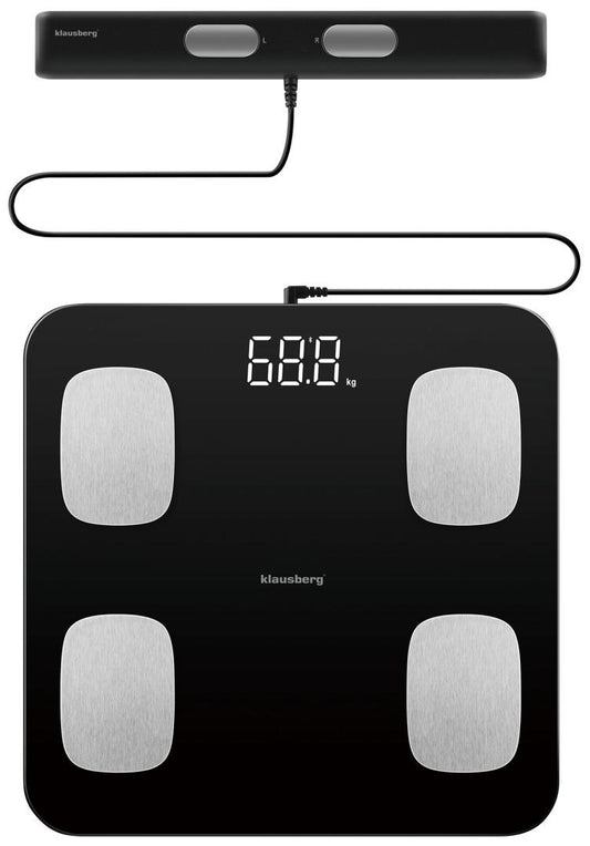 Klausberg Bathroom Scale with Handle, Electronic, Black, Precise Body Composition Analysis, Klausberg, KB-7852