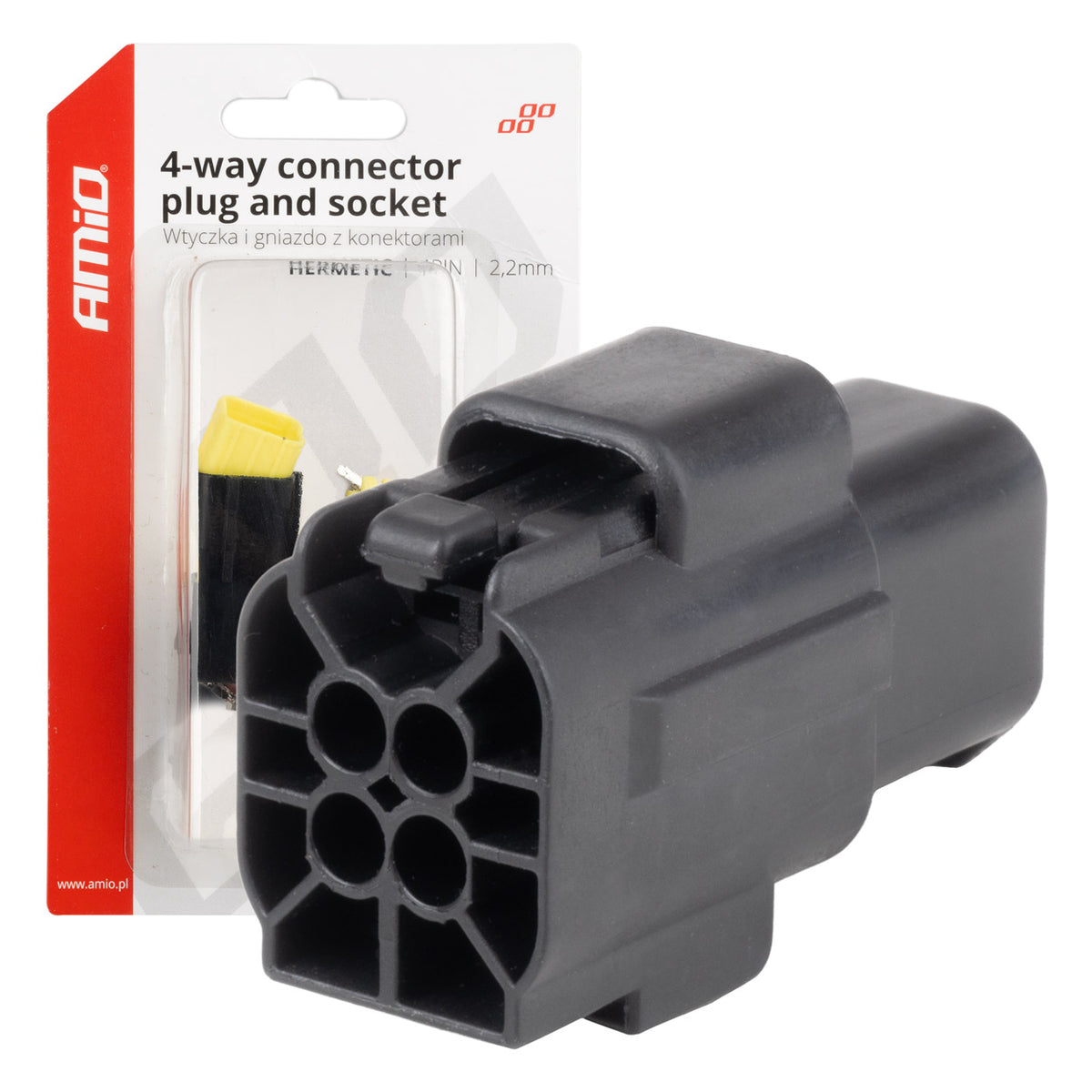 AMiO Connectors – Waterproof Electrical Connector, 4-Pin 2.2mm Set, amio-04348