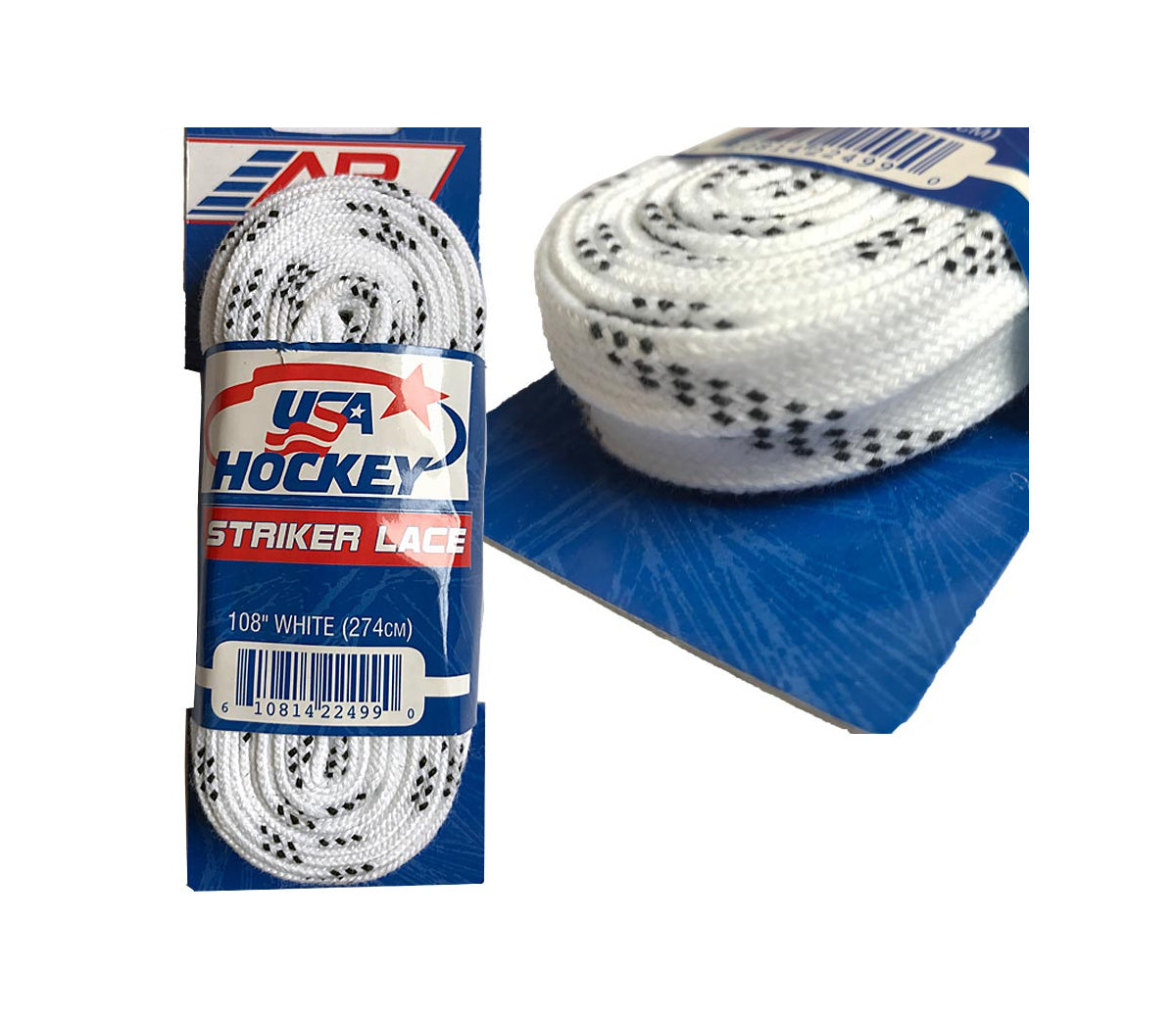 Hockey skate laces unwaxed white USA Hockey 108''/274 cm