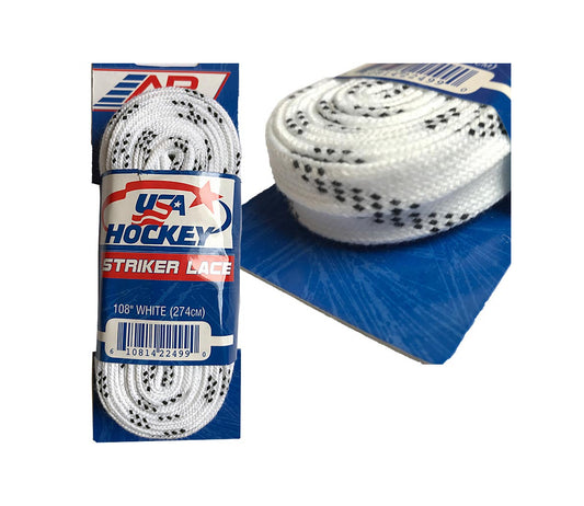 Hockey skate laces unwaxed white USA Hockey 108''/274 cm