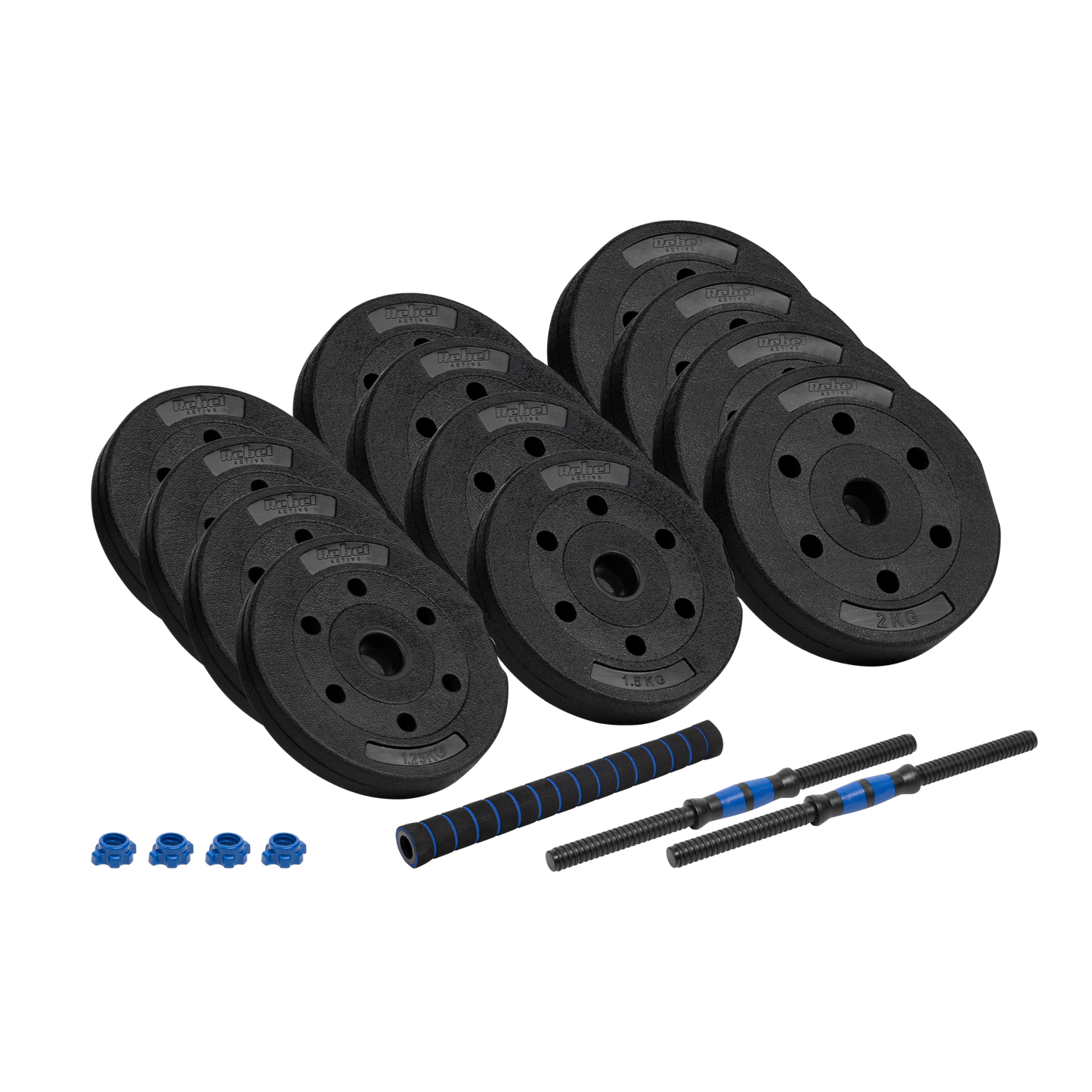 Rebel Kettlebells – REBEL ACTIVE Adjustable Bitumen Dumbbells with Connector, 2x10 kg – image 2