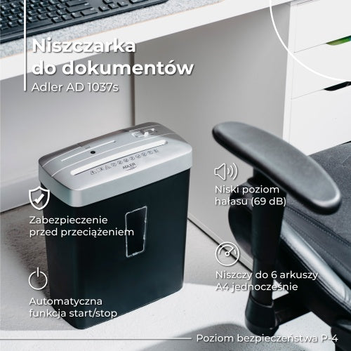 ADLER Paper Shredders, Laminators, and Supplies – AD 1037 Silver Paper Shredder – image 14