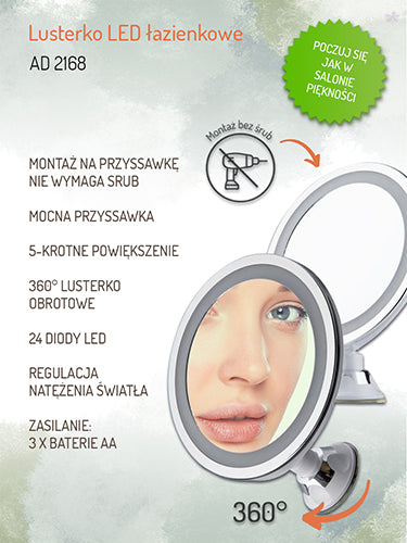 ADLER AD 2168 LED bathroom mirror, 5x magnification, 24 LEDs, adjustable brightness – image 8
