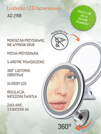 ADLER AD 2168 LED bathroom mirror, 5x magnification, 24 LEDs, adjustable brightness – image 8