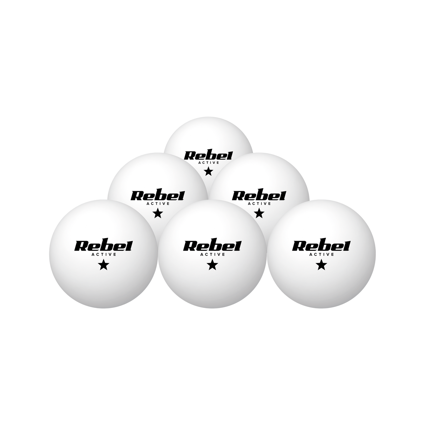 Rebel Set of table tennis balls, PP material, 6 pcs, REBEL ACTIVE