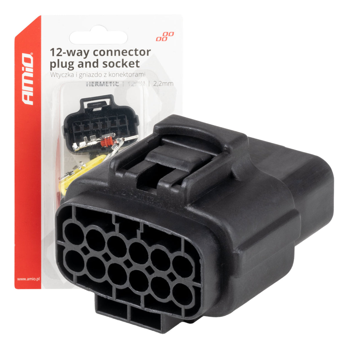 AMiO Connectors – Waterproof Electrical Connector, 12-Pin 2.2 mm Set, amio-04352