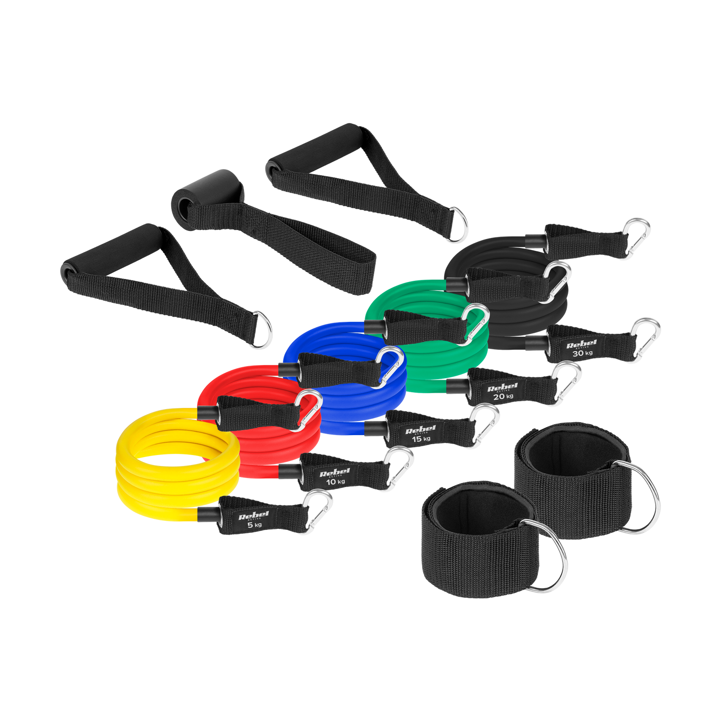Rebel Resistance Band Set for Exercise - Power Tube Set, 5–80 kg, 5 bands, REBEL ACTIVE
