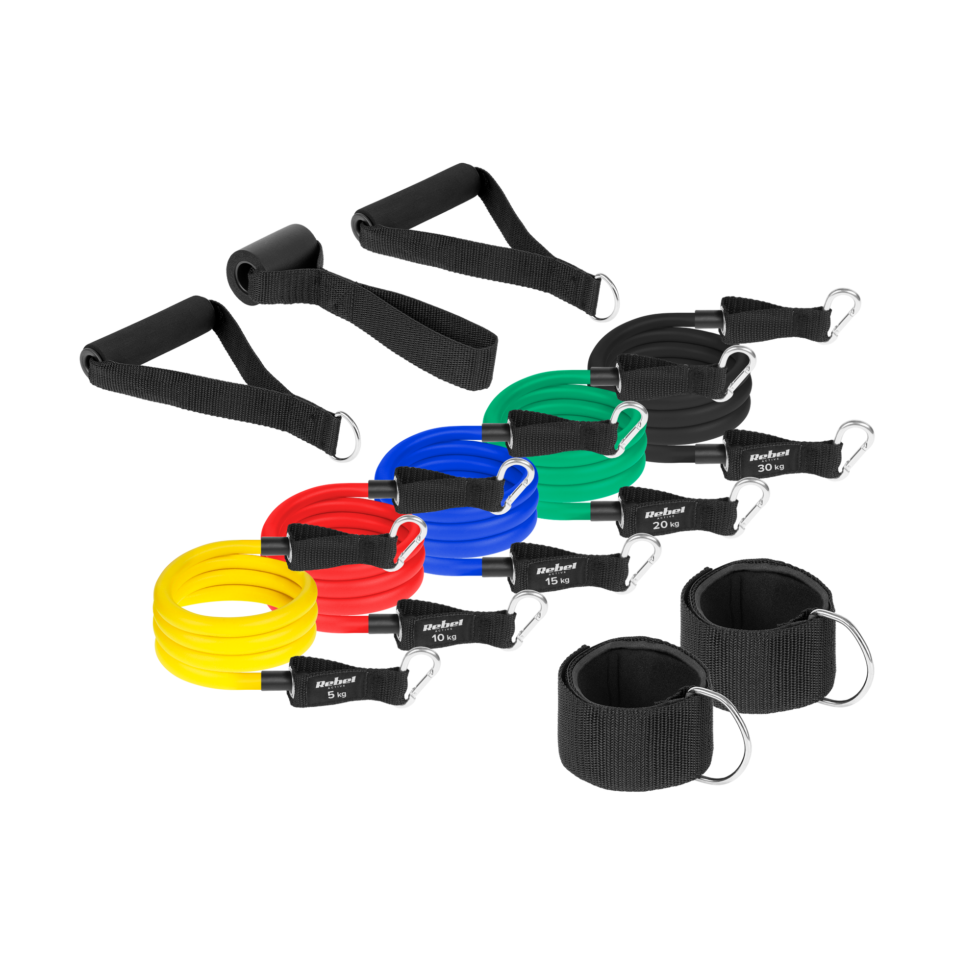 Rebel Resistance Band Set for Exercise - Power Tube Set, 5–80 kg, 5 bands, REBEL ACTIVE