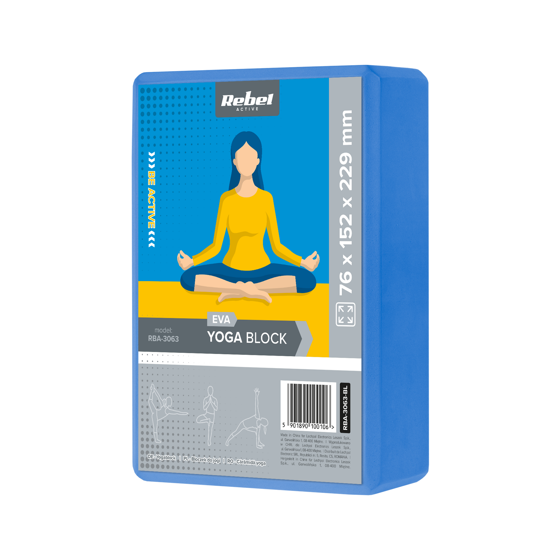 Rebel Massagers for – EVA Foam Yoga Block, 120g, Blue, REBEL ACTIVE – image 4