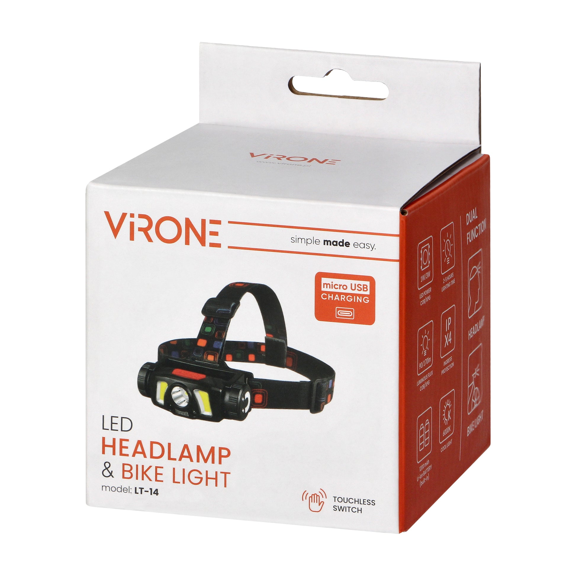 Orno COB + XPG LED Headlamp/Bike Light with 1200mAh Li-ion Battery, Motion Sensor – image 3