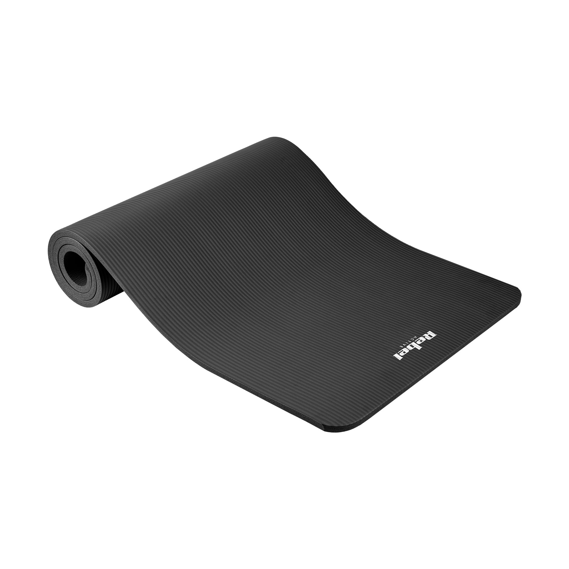 Rebel Exercise mat for yoga, Pilates, and fitness, 183x61 cm, 1.5 cm thick, NBR material, black, REBEL ACTIVE