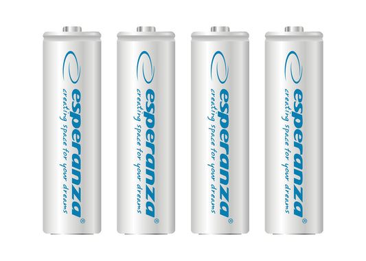 Esperanza EZA104W Esperanza Ni-MH AA Rechargeable Batteries, 2000 mAh, 4-Pack, White
