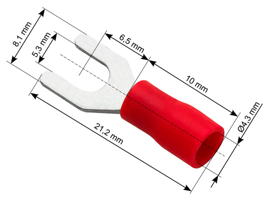 Blow 43-007# Insulated fork connector with screw, 5.3, cable 4.3, 100 pcs.