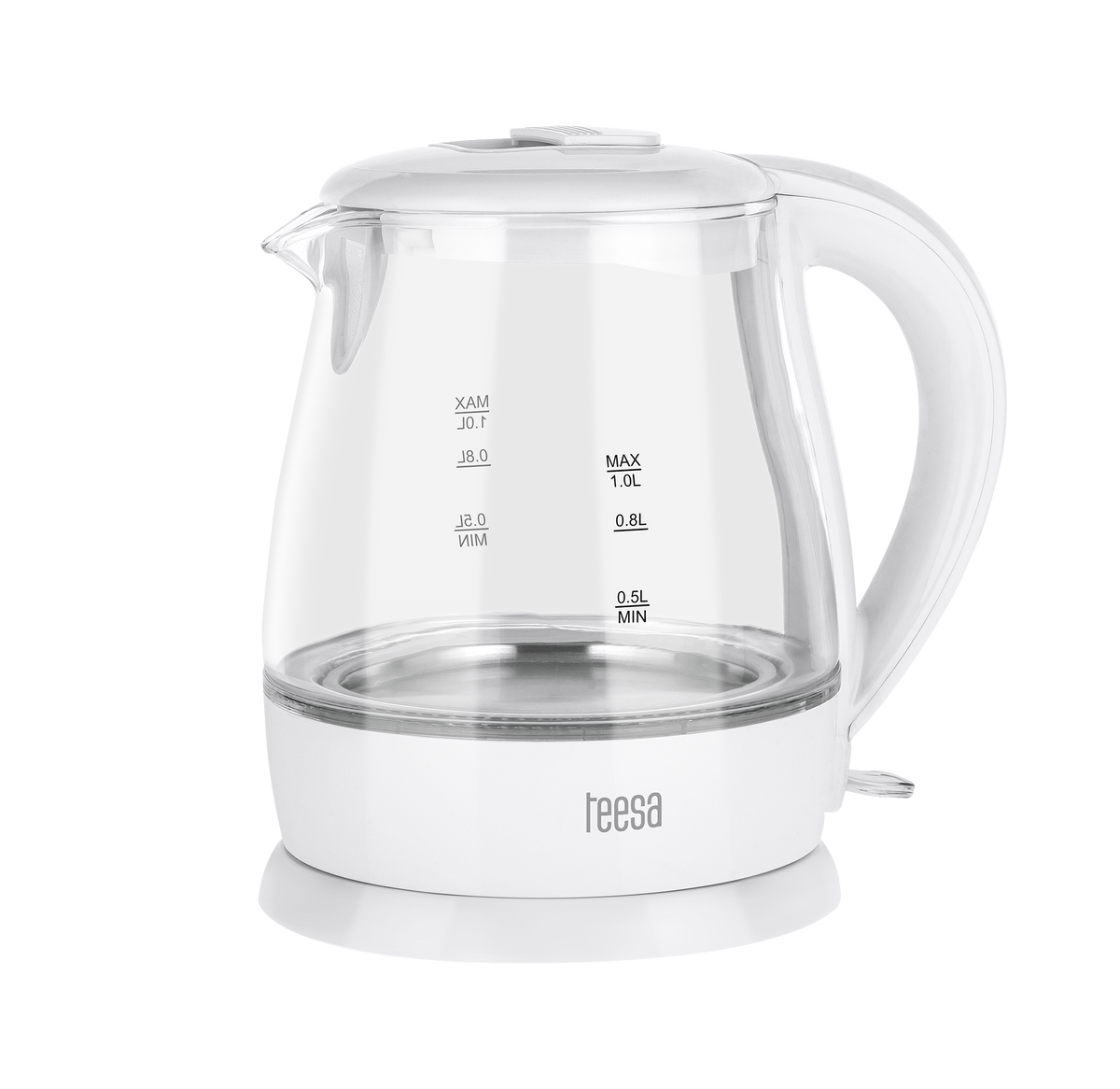 Teesa Electric – TEESA Electric Kettle, Glass, 1630 W, White, 1 L