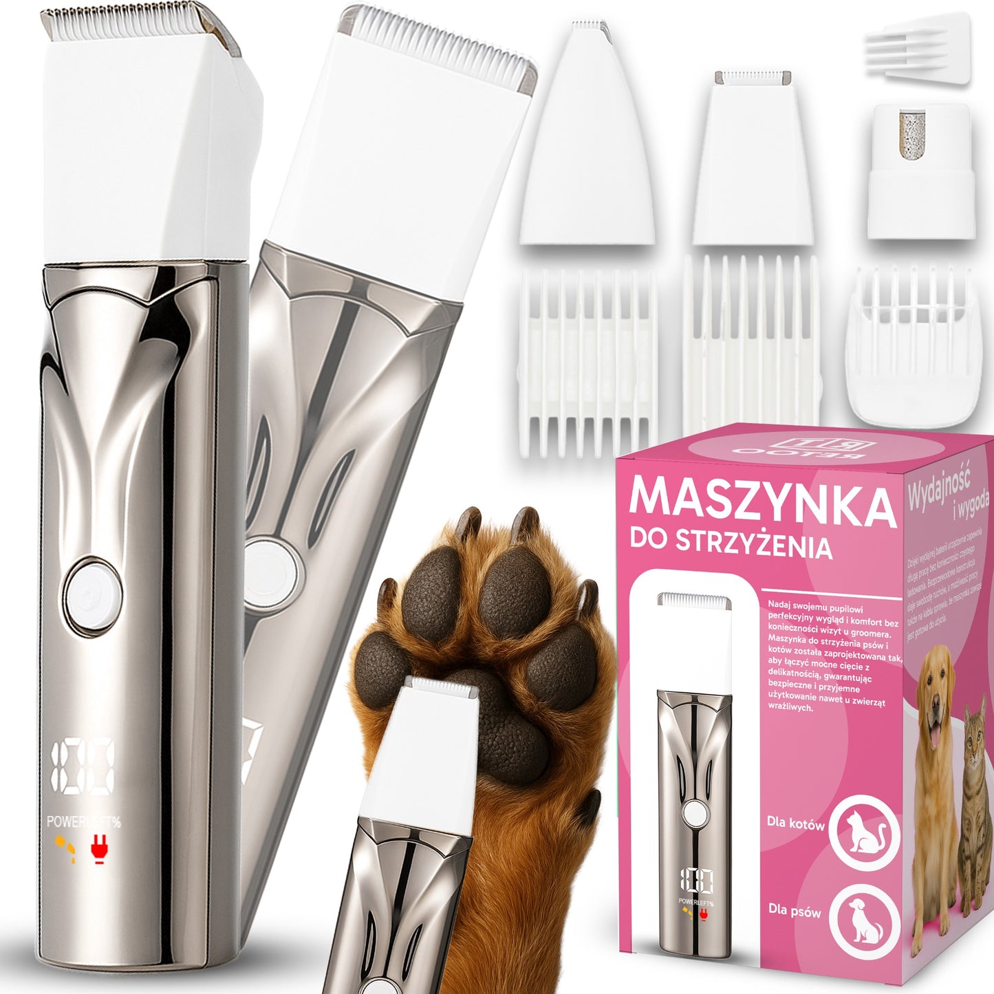 RTO Cosmetics – Dog and Pet Clipper, Quiet Operation, Large Grooming Set