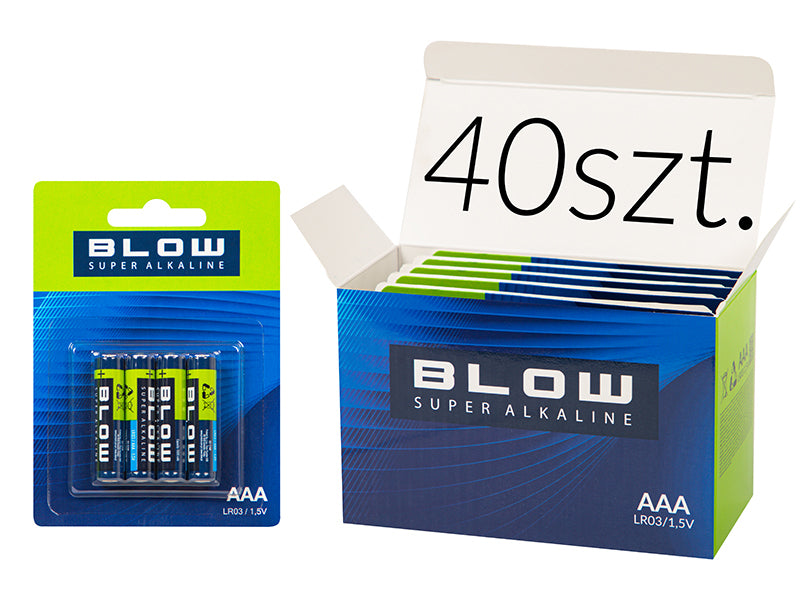 Blow 82-653# Blow Super Alkaline AAA LR3 Batteries, Blister Pack of 40