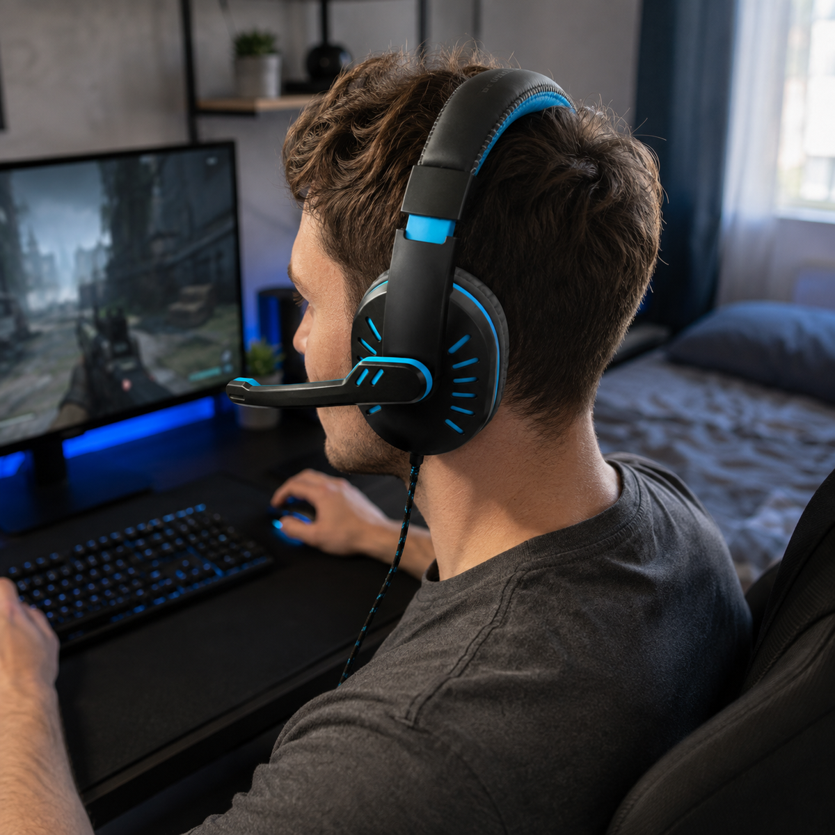 Esperanza Over-ear – EGH330B Esperanza Gaming Headset with Microphone, Crow Blue – image 6