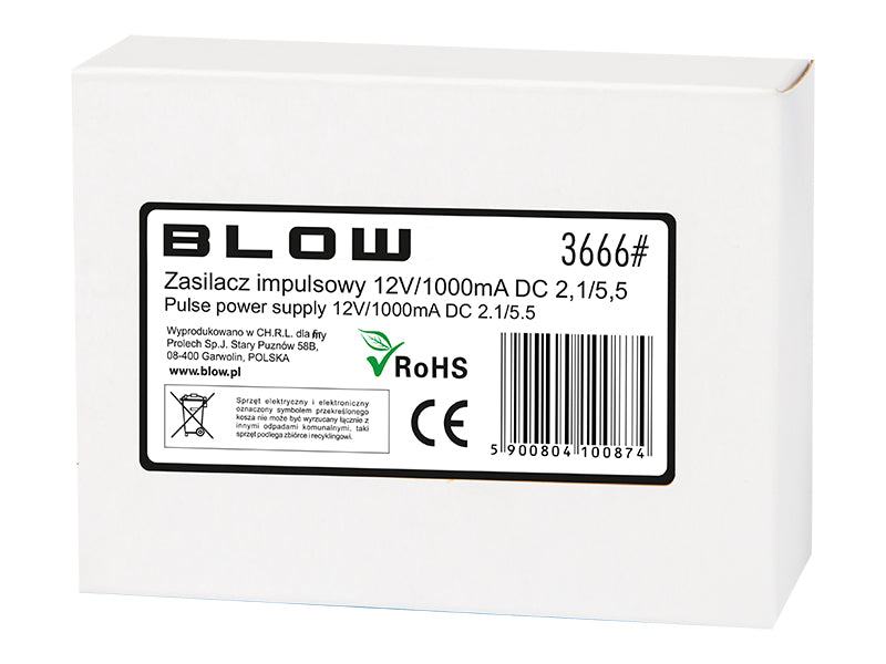 Blow 3666# 12V/1000mA DC 2.1/5.5 (+) Switching Power Supply for Cameras – image 2