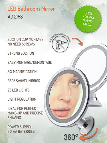 ADLER AD 2168 LED bathroom mirror, 5x magnification, 24 LEDs, adjustable brightness – image 9