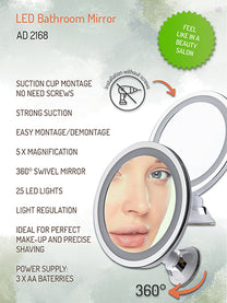 ADLER AD 2168 LED bathroom mirror, 5x magnification, 24 LEDs, adjustable brightness – image 9