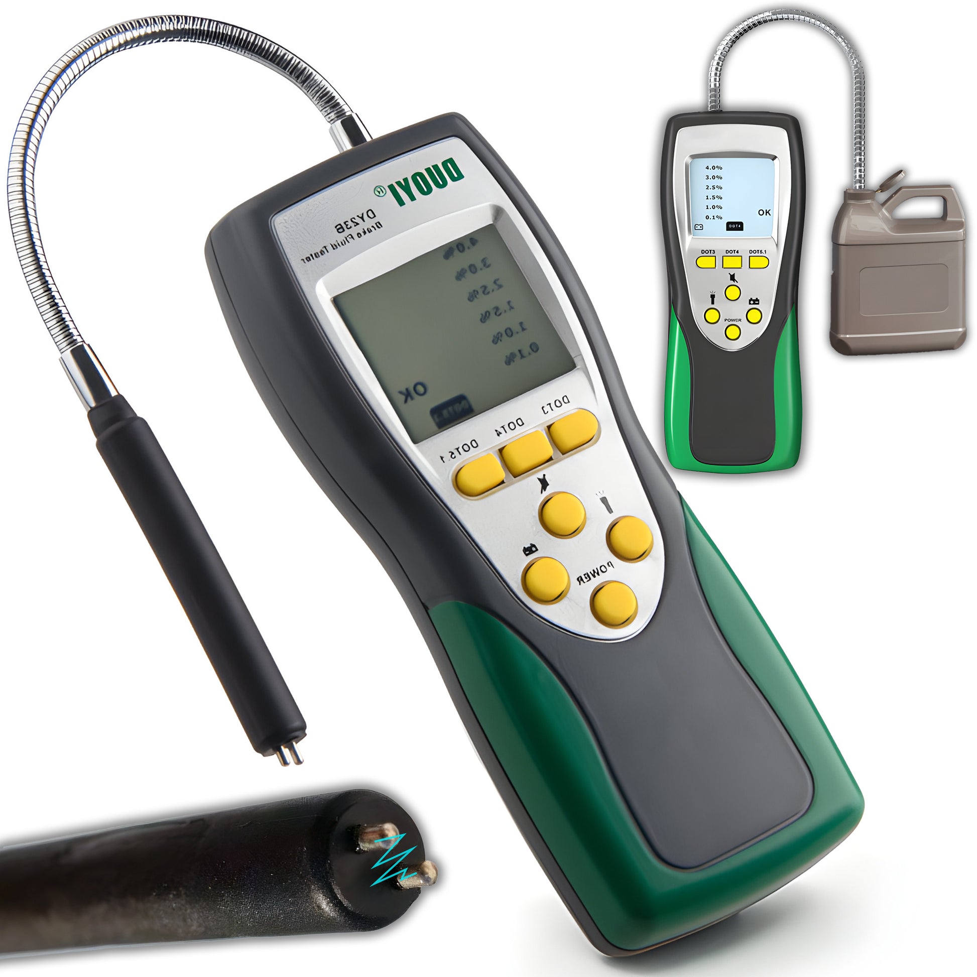 RTO Digital LCD Brake Fluid Tester (DOT 3, 4, 5) with Probe—Universal Meter