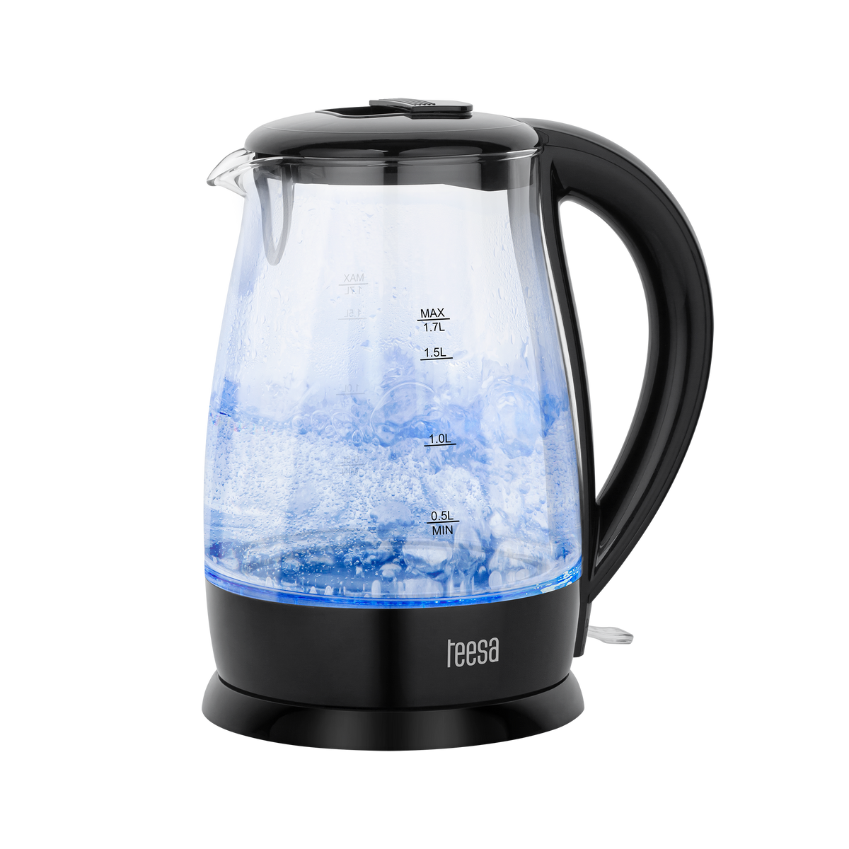 Teesa Electric – TEESA Electric Kettle, Glass, 2200 W, Black, 1.7 L – image 4