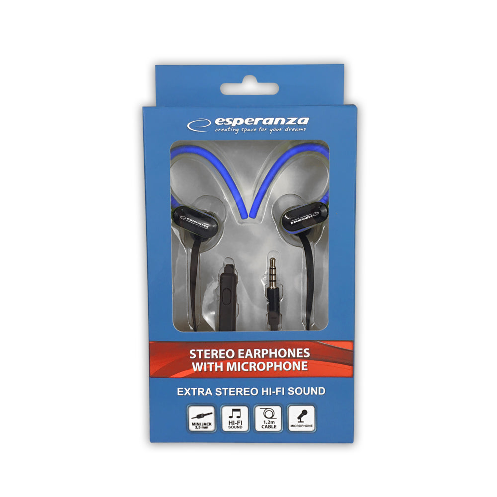 Esperanza EH197KB Esperanza In-Ear Headphones with Microphone, EH197, Black and Blue – image 3