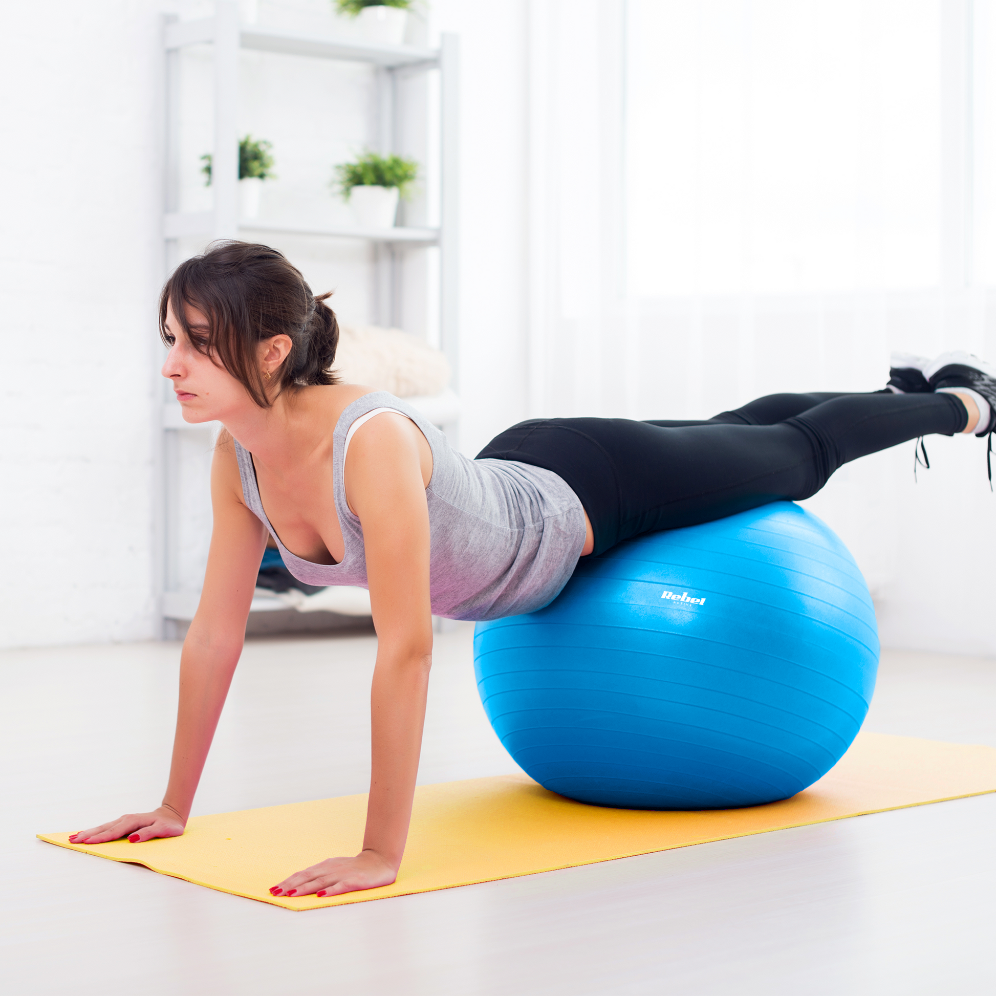 Rebel 55 cm Rehabilitation Exercise Ball with Hand Pump, Blue, REBEL ACTIVE – image 4