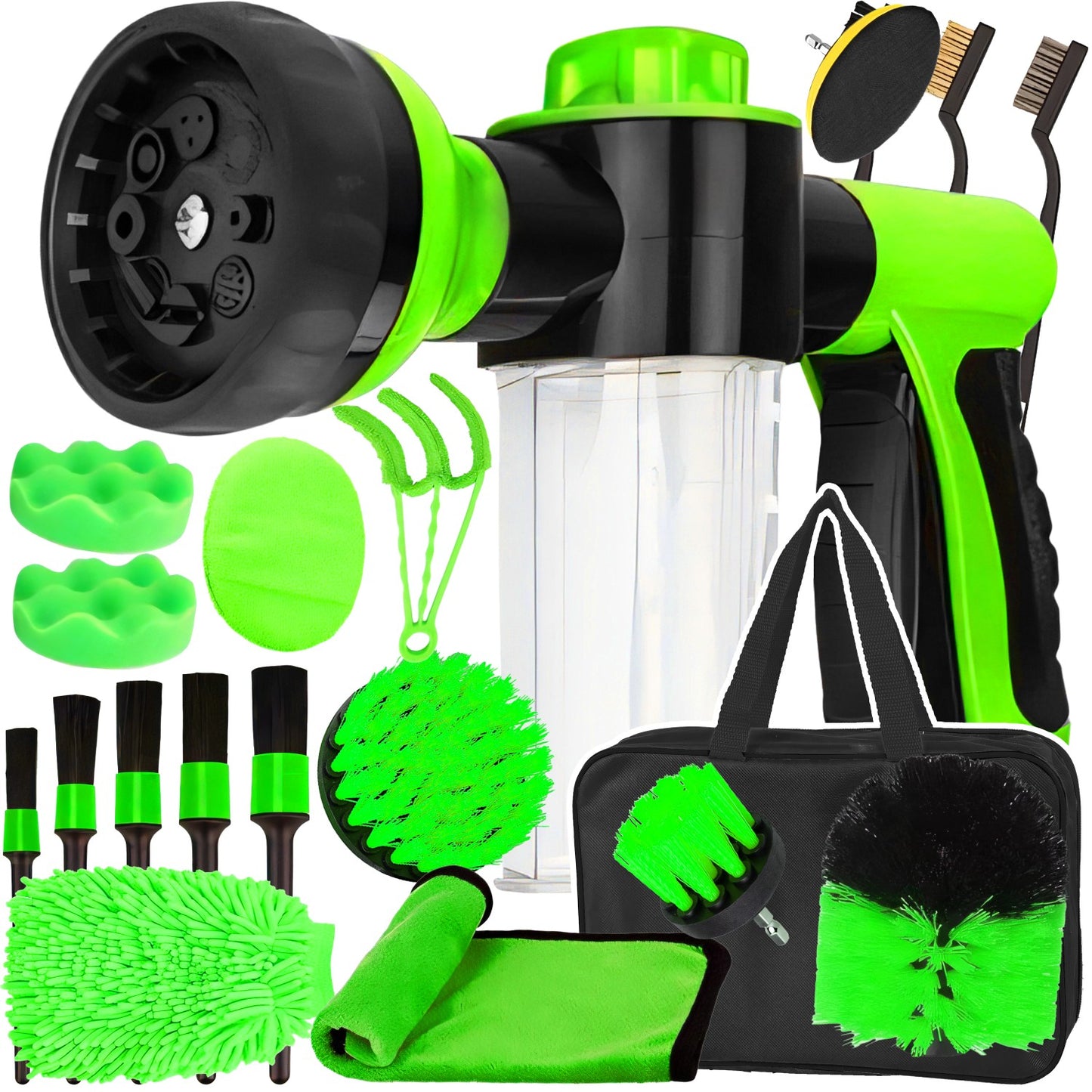 RTO 21-Piece Car Detailing Kit for Cleaning: Brushes and Foam Gun - OR1196