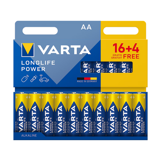 Varta VARTA LR06 Longlife Power Alkaline Battery, 16+4 per blister pack.