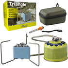 MEVA Tourist stove for TRIANGLE gas cartridges, 3 burners, 2.3 kW lighter